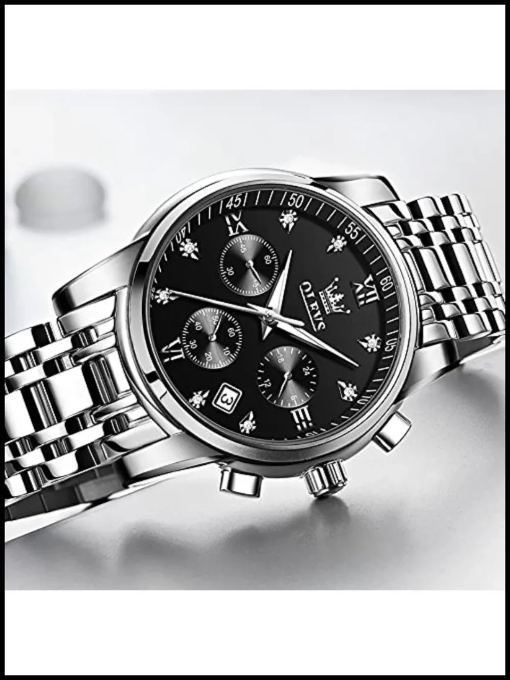 Men's Quartz Chronograph Watch Waterproof Luminous Stainless Steel
